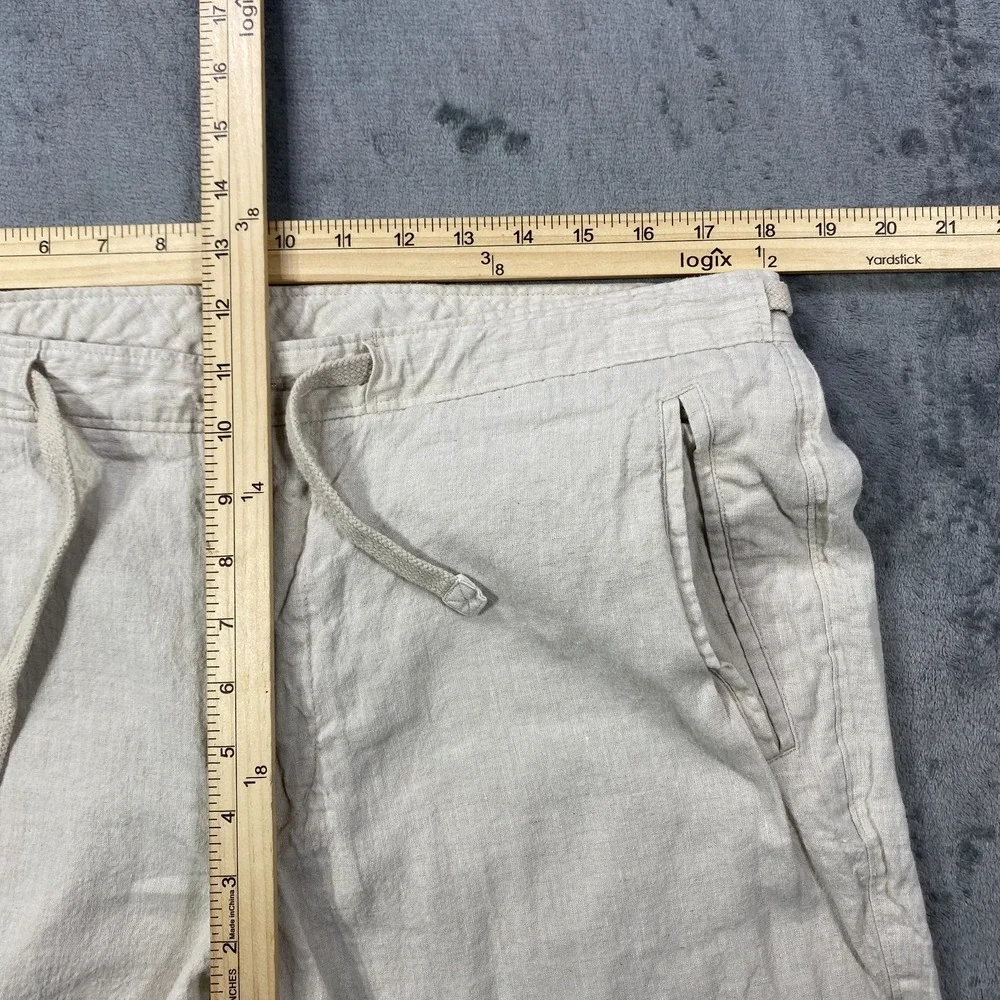 Tasso Elba 100% Linen Pants Lightweight 36x27 Mens Beige Beach Vacation Chino